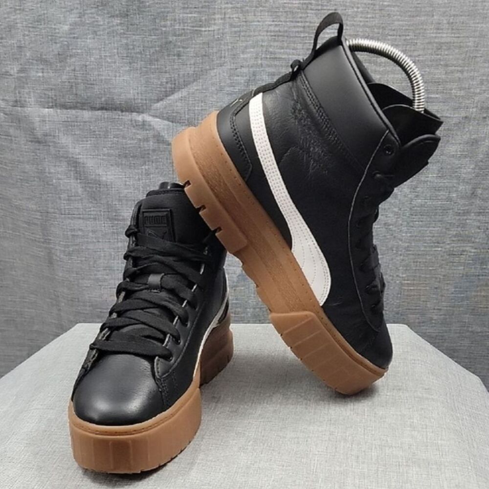 Puma Mayze Mid Platform Sneakers Blk White Women’s Size 9 381170-04 Shoes Casual